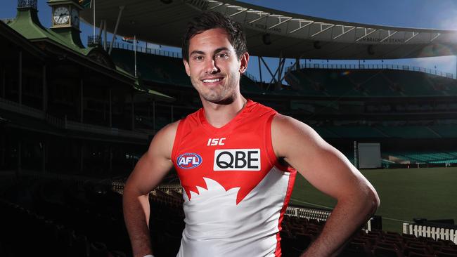 Daniel Menzel at the SCG in his Sydney jumper. Picture: Phil Hillyard