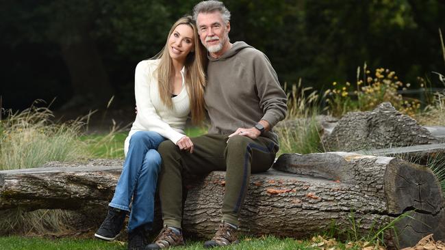 Olivia Newton-John’s daughter Chloe Lattanzi and husband John Easterling, before the star’s Melbourne memorial. Olivia loved being surrounded by nature. Picture: Nicki Connolly