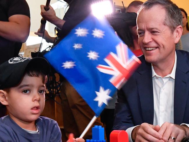 Election 2016 , glen waverley, Melbourne. The Leader of the Opposition, Bill Shorten with Shadow Minister for Education, Kate Ellis, Laborâ€™s candidate for Bruce, Julian Hill and Laborâ€™s candidate for Chisholm, Stefanie Perri to announce Laborâ€™s plans for Childcare. Picture: Jason Edwards