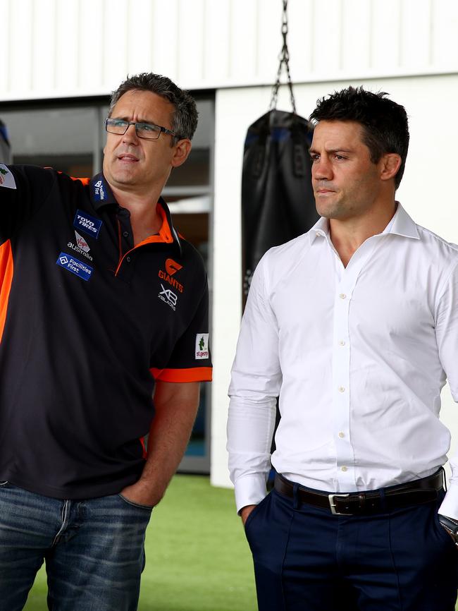 GWS coach Leon Cameron with Cooper Cronk. Picture: Toby Zerna