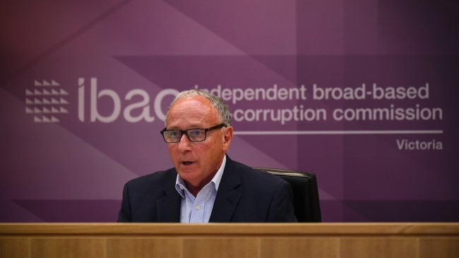 IBAC Commissioner Robert Redlich speaks during the Operation Watts public hearing on October 11, 2021. Picture: Getty Images
