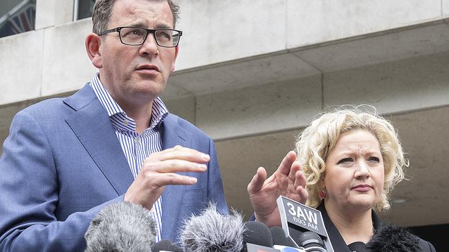 Victorian Premier Daniel Andrews and Attorney-General Jill Hennessy. Picture: AAP.