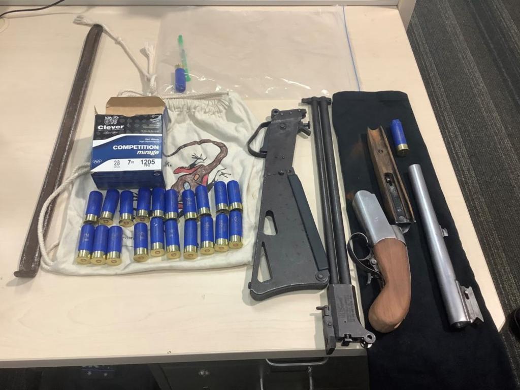 ALLEGED GUN OFFENCES: Items allegedly seized during vehicle intercept, Murgon on August 11. Picture: QPS