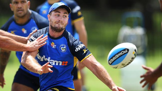 Kieran Foran during his first open media session at Parramatta Eels training. Picture. Phil Hillyard
