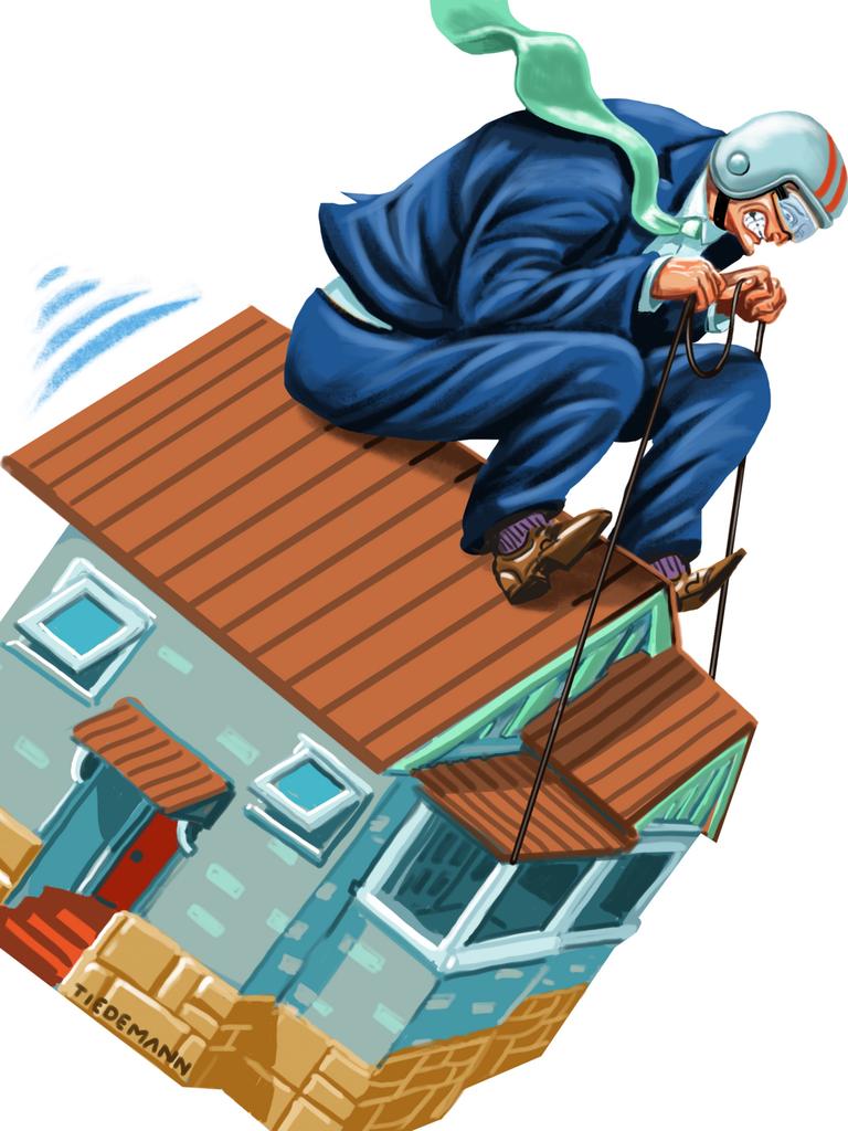 Property owners have ridden the housing market up, and now down. Illustration: John Tiedemann