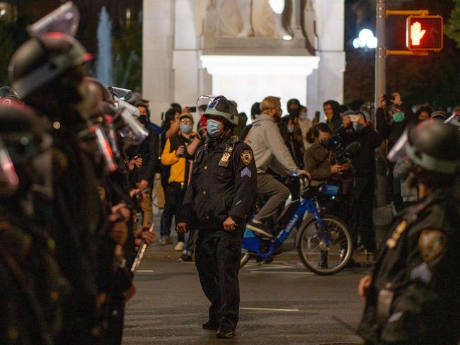 The scene in New York as the US election hangs in the balance. Picture: AFP