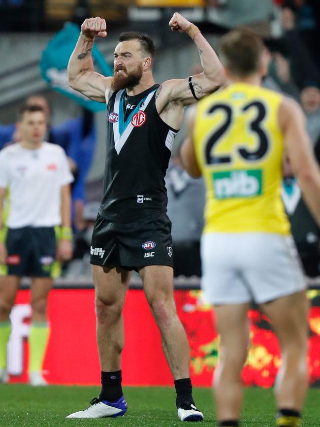 Charlie Dixon kicked a big late goal but failed to have a big impact. Picture: Michael Willson/AFL Photos