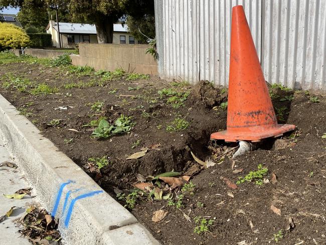 Residents on Stone Ave, Mount Gambier, are frustrated and fed-upwith the mess left on their street following recent roadworks. Picture:Jessica Dempster