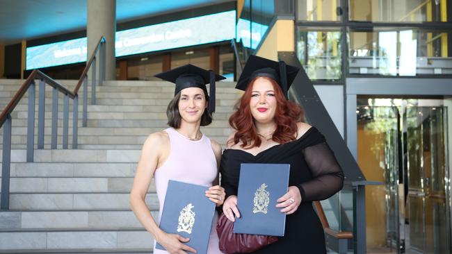 Friends Wendy Colefax (left) and Jennifer O'Rourke (right) graduated with a Bachelor of Nursing and work together at the Cairns Hospital. Picture: Elodie Jakes
