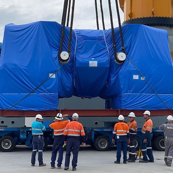 The new generator for Unit C4 being unloaded the Port of Gladstone recently. Picture: CS Energy