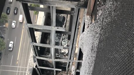 Fire damage at Neo200 tower on Spencer St. Picture: Metropolitan Fire Brigade