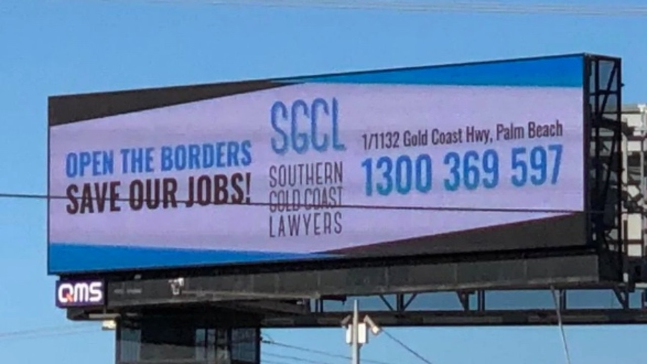 The new billboard to get the borders open.