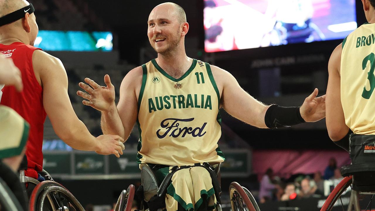 Tom O'Neill-Thorne of the Rollers reacts during the game between Australian Rollers and Team Japan at John Cain Arena on July 05, 2024 in Melbourne, Australia. Picture: Kelly Defina/Getty Images.