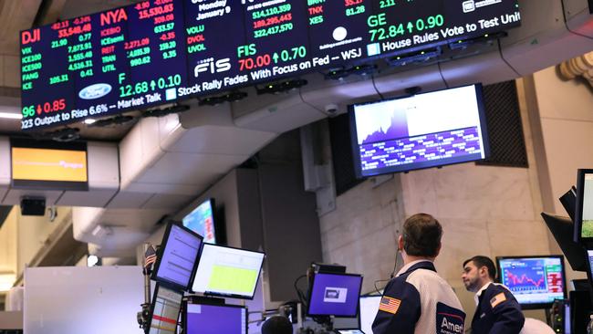 Traders work on the floor of the New York Stock Exchange. Picture: Getty Images