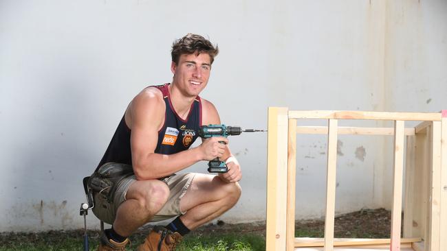 Brisbane Lions defender and apprentice carpenter Noah Answerth. Pic Annette Dew