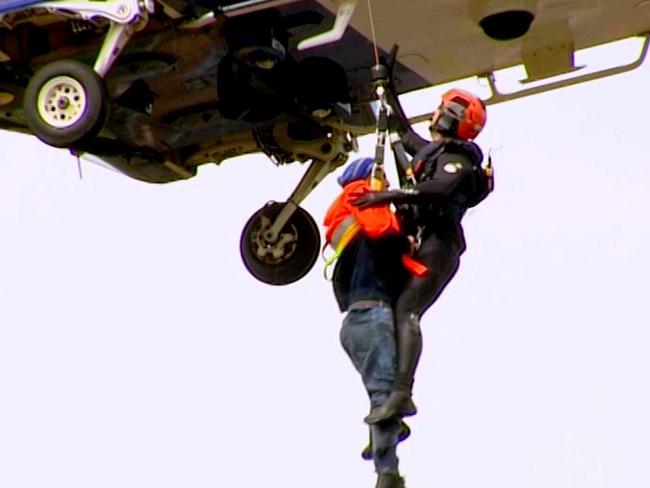 Moorabool River rescue from truck on October 14, 2022. Picture: Steve Ford/Geelong TV