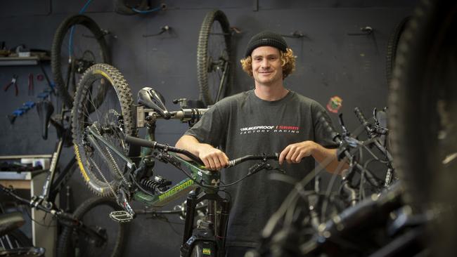 Hobart rider Dan Booker ahead of the first round of the UCI Enduro World Cup at Maydena. Picture: Chris Kidd