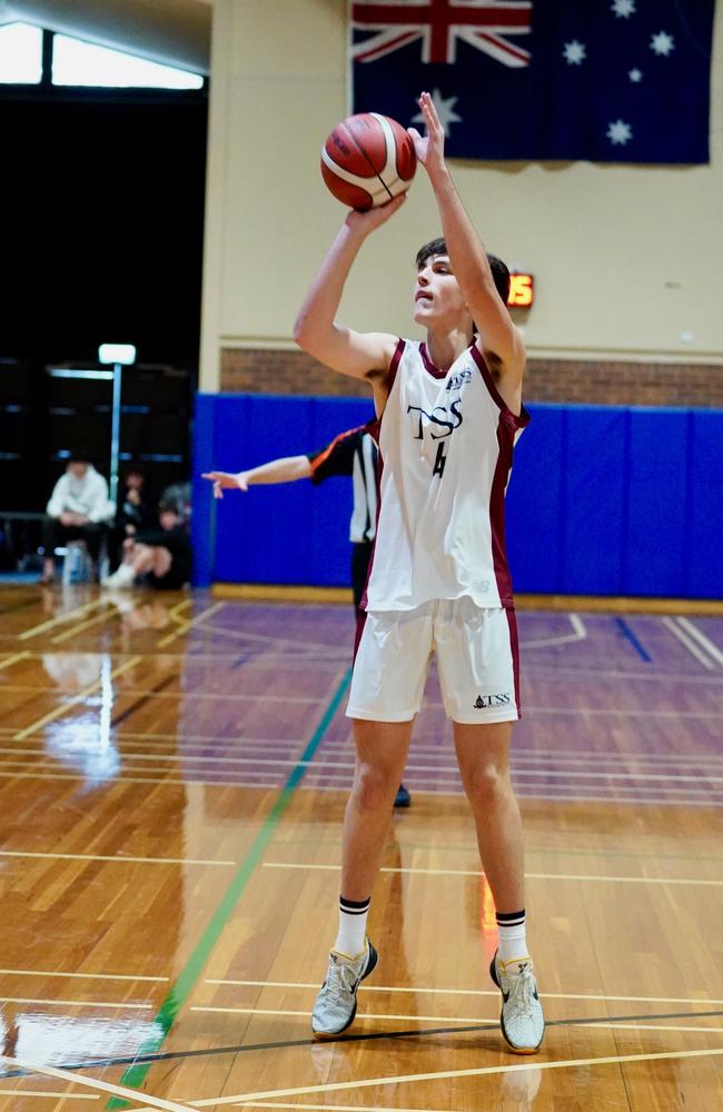 GPS First V Basketball round one action between Gregory Terrace and The Southport School. Picture courtesy of Heidi Brinsmead.