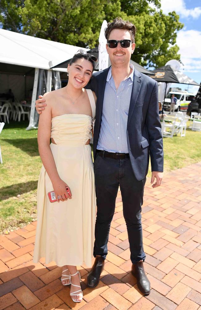 Ella Nixon and Brodie Speed at Weetwood race day, Clifford Park. Picture: Patrick Woods.