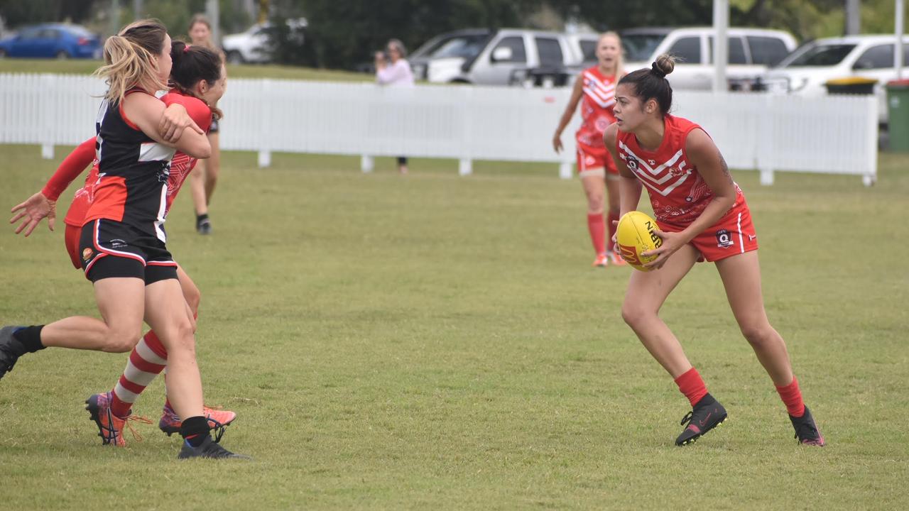 Kuini Kauwhata in the North Mackay Saints and Eastern Swans clash in the senior women's McDonald's Mackay Cup, August 21, 2021. Picture: Matthew Forrest