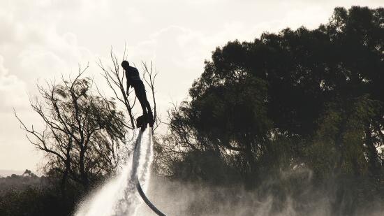 Nathan Millsteed from LANDN PARKS is flyboarding. Picture: Supplied