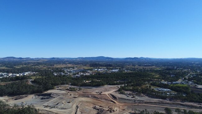 New drone images show the progress of the of the $1 billion, 26km final section of the Gympie Bypass from Woondum to Curra, as seen from East Deep Creek on June 17. Pictures: Josh Preston