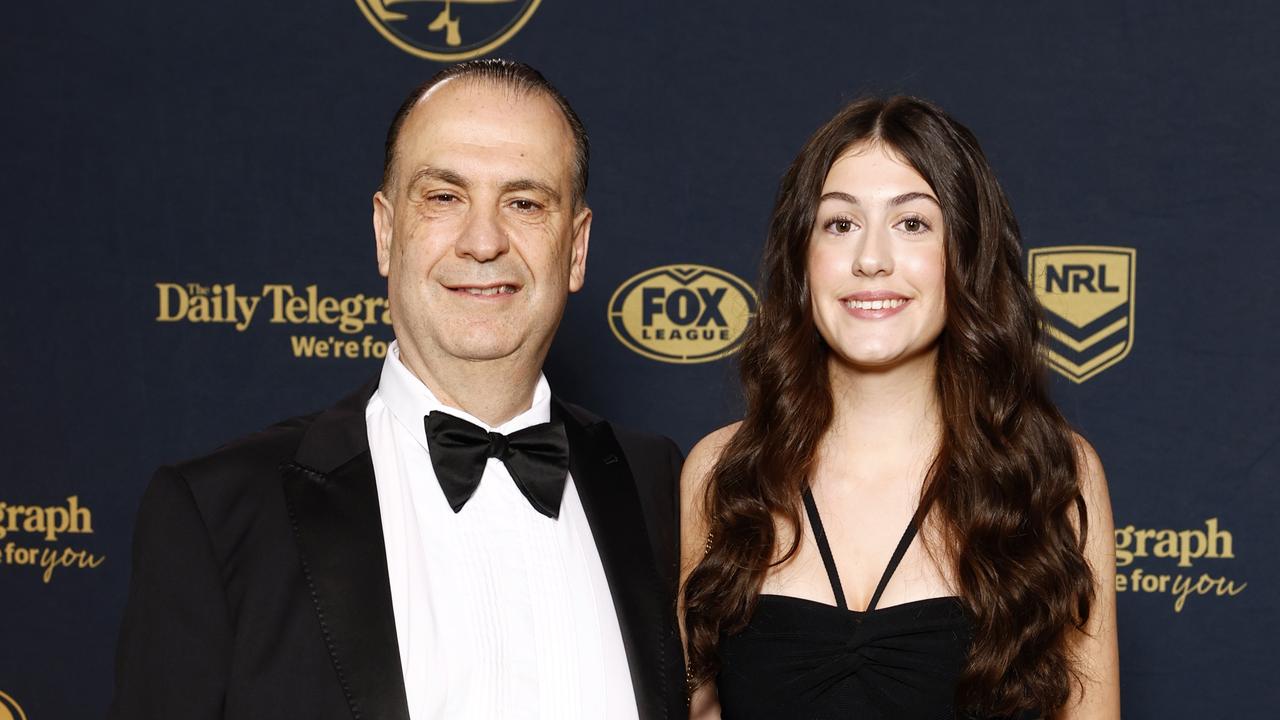 V’landys at the Dally M’s with daughter Katrina. Picture: Jonathan Ng