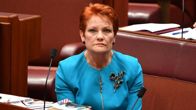 One Nation leader Senator Pauline Hanson has repeatedly used her parliamentary platform to criticise the Islamic faith and the Muslim community. Picture: AAP/Mick Tsikas