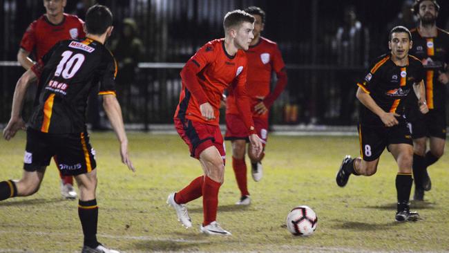 Homegrown talent Riley McGree, pictured during Adelaide United’s first pre-season match against MetroStars, has returned to the Reds. Picture: Brenton Edwards