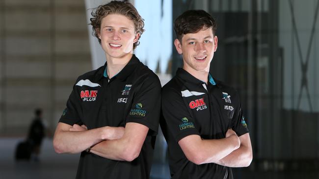 Port Adelaide recruits Xavier Duursma (left) and Zak Butters are both set to make an early impact. 