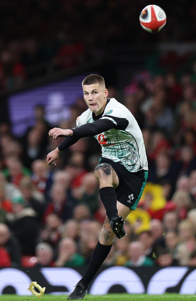 Could Ireland’s Sam Prendergast be the next kicker in line for the Lions? Picture: Michael Steele/Getty Images