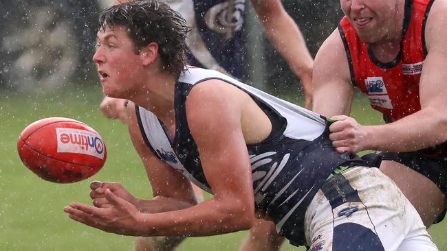 RDFNL: Romsey v Melton Centrals: Evan Donoghue of Melton Centrals at Romsey Recreation Reserve on Saturday July 8, 2023 in Romsey, Australia.Photo: Hamish Blair