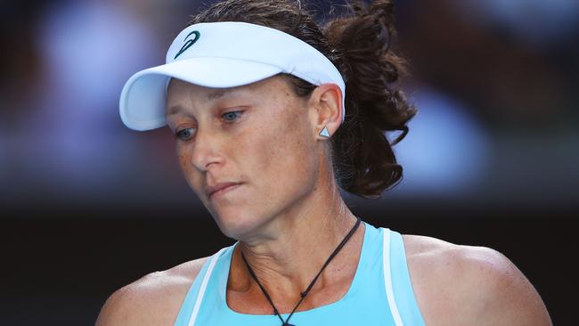 Sam Stosur exits the Australian Open in the first round.