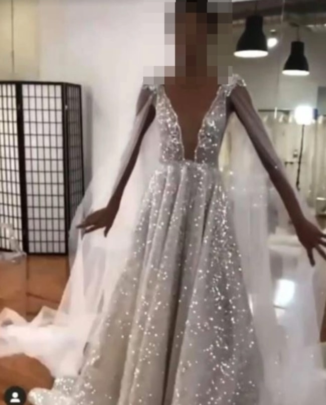 She was horrified when her sister-in-law ‘copied’ her with a combination of the two gowns. Picture: Facebook/That's It I'm Wedding Shaming