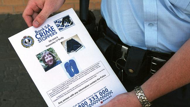 A police flyer appealing for information surrounding the 2003 murder of 15-year-old northern suburbs teen Samantha O'Reilly.