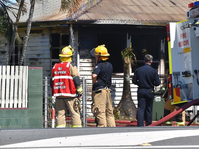 Firefighters fought the blaze that consumed a Racecourse home on Peak Downs Highway, 25 August 2021. Picture: Lillian Watkins