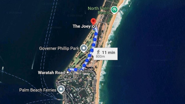 Google Maps shows it would take more than 10 minutes to walk from the street to the venue. Picture: Google