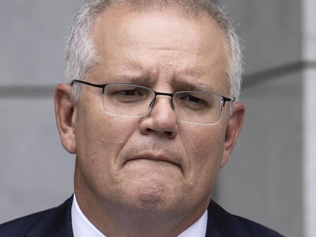 CANBERRA, AUSTRALIA- NewsWire Photos FEBRUARY 16, 2021: Prime Minister Scott Morrison during a press conference in Parliament House, Canberra. Picture: NCA NewsWire/Gary Ramage