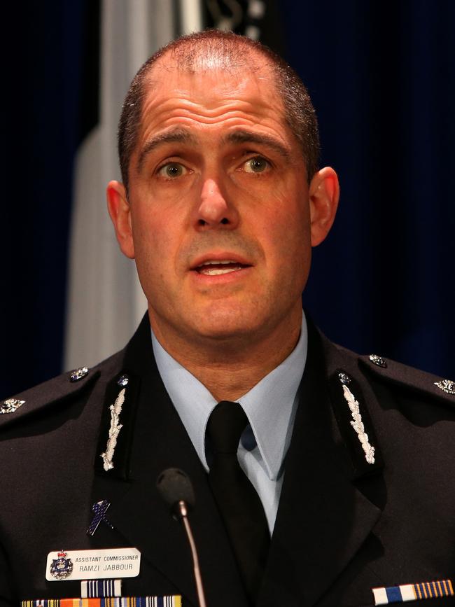 AFP National Manager Serious and Organised Crime, Assistant Commissioner Ramzi Jabbour at a press conference at AFP headquarters in Canberra.