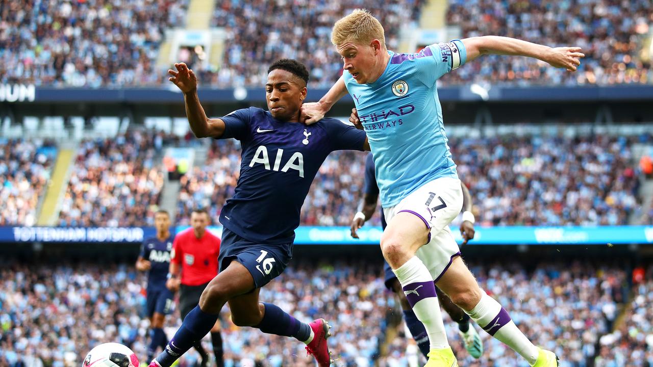 Kevin de Bruyne was a cut above the rest against Spurs, but is fuming over the controversial VAR decision. (Photo by Clive Brunskill/Getty Images)