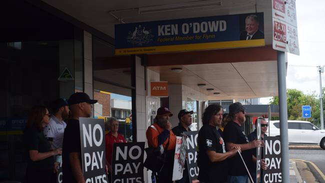 Worker's unions gathered outside of Ken O'Dowd office on Tuesday morning to protest the Industrial Relations Omnibus Bill.