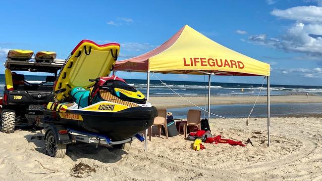 A temporary outpost has been stationed at Happy Valley, between Bulcock Beach and Kings Beach in Caloundra, for the Easter school holidays. Photo: Patrick Woods