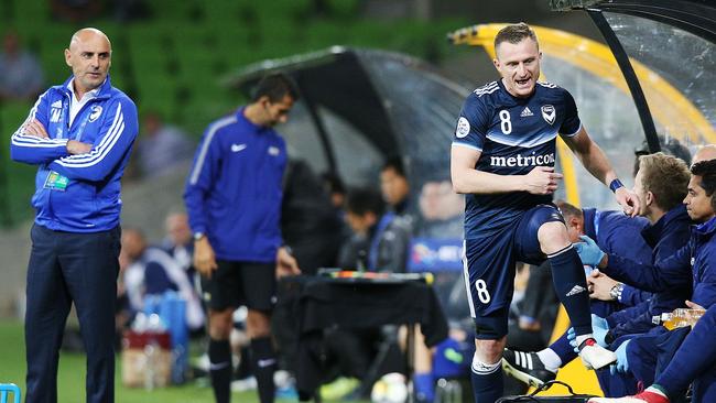 Besart Berisha of the Victory shows his frustration after being subbed