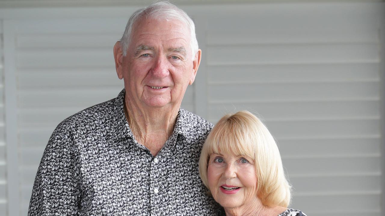 Mike and Andrea Ahern pose for a photo at their home in Caloundra in September 2017. Picture: Ric Frearson