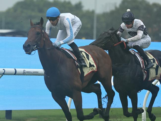 SYDNEY, AUSTRALIA - DECEMBER 07: Ashley Morgan riding Private Harry wins Race 1 Petaluma during Sydney Racing at Rosehill Gardens on December 07, 2024 in Sydney, Australia. (Photo by Jeremy Ng/Getty Images)