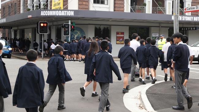 North Sydney Boys school students returned to class after the threat. Picture: John Grainger