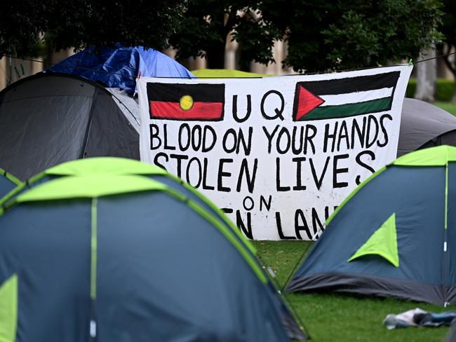 BRISBANE, AUSTRALIA - NewsWire Photos - MAY 9, 2024.Pro-Palestinian protest camp at the University of Queensland in Brisbane.Picture: Dan Peled / NCA NewsWire