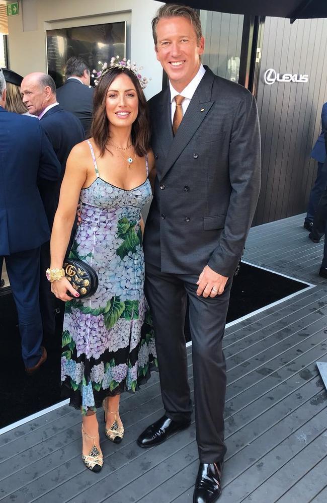 The couple mingled with other celebrities at the Melbourne Cup. Picture: Instagram/@saraleonmcgrath