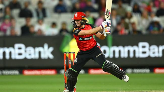 Nicole Faltum hit a career-high 66 not out to lead the Renegades to an important victory over the Melbourne Stars at the MCG on Friday. Picture: Quinn Rooney / Getty Images