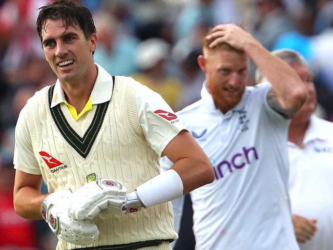 Elation for Pat Cummins, resignation for Ben Stokes. Picture: Geoff Caddick/AFP